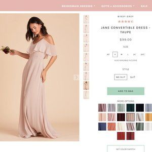 Birdy Grey Jane Convertible Dress Taupe Small NWT